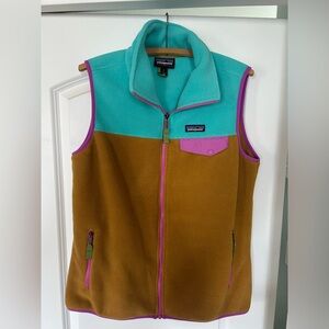Patagonia Synchilla Turquoise, Purple and Brown Fleece, SZ L